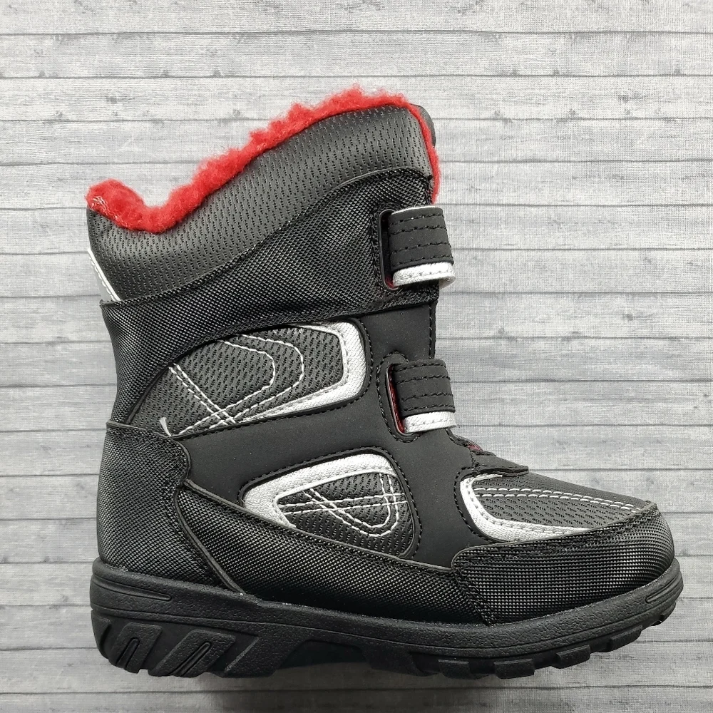 NWOB Totes Snow Winter Waterproof Boots Totes Tayton Black Red Size 11‎ Child